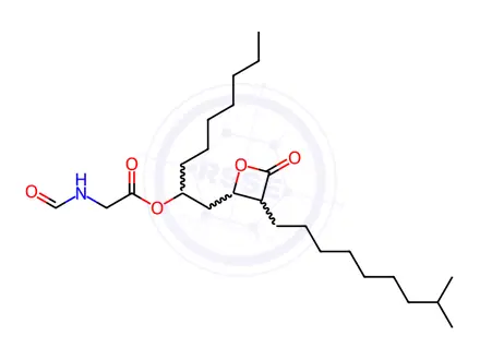 Chemical structure of Glycine, N-formyl-, (1S)-1-[[(2S,3S)-3-(8-methylnonyl)-4-oxo-2-oxetanyl]methyl]octyl ester (9CI)