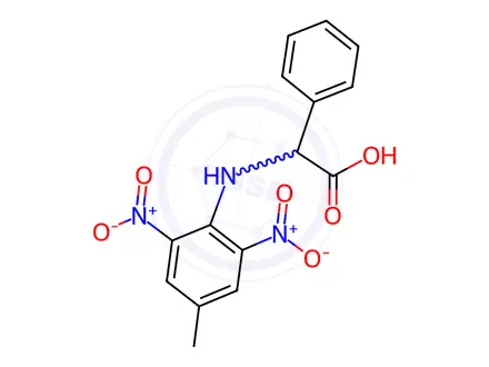 Chemical structure of 2-[(4-methyl-2,6-dinitrophenyl)amino]-2-phenylacetic acid