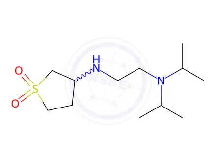 Chemical structure of 3-({2-[bis(propan-2-yl)amino]ethyl}amino)-1λ6-thiolane-1,1-dione dihydrochloride