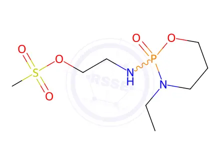 Chemical structure of Ethanol, 2-((3-ethyltetrahydro-2H-1,3,2-oxazaphosphorin-2-yl)amino)-, methanesulfonate (ester), p-oxide