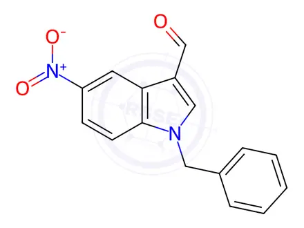 Chemical structure of 1-benzyl-5-nitro-1H-3-indolecarbaldehyde