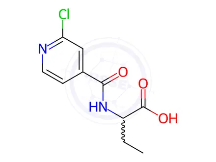 Chemical structure of Butanoic acid, 2-[[(2-chloro-4-pyridinyl)carbonyl]amino]-