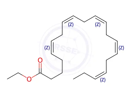 Chemical structure of Eicosapentaenoic acid ethyl ester (cis-5,8,11,14,17) (C20:5)