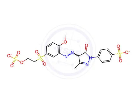 Chemical structure of disodium p-[4,5-dihydro-4-[[2-methoxy-5-[[2-(sulphonatooxy)ethyl]sulphonyl]phenyl]azo]-3-methyl-5-oxo-1H-pyrazol-1-yl]benzenesulphonate