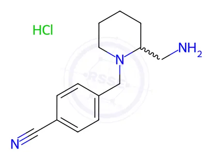 Chemical structure of 4-(2-AMinoMethyl-piperidin-1-ylMethyl)-benzonitrile hydrochloride