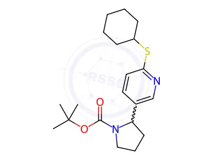 Chemical structure of tert-Butyl 2-(6-(cyclohexylthio)pyridin-3-yl)pyrrolidine-1-carboxylate