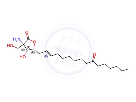 Chemical structure of 3-Amino-4,5-dihydro-4-hydroxy-3-(hydroxymethyl)-5-(10-oxo-2-hexadecenyl)-2(3H)-furanone