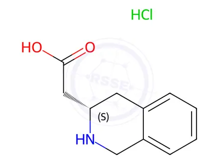 Chemical structure of (S)-2-(1,2,3,4-Tetrahydroisoquinolin-3-yl)acetic acid hydrochloride