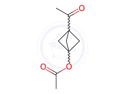 Chemical structure of Acetic acid 3-acetyl-bicyclo[1.1.1]pent-1-yl ester