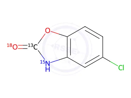Chemical structure of Chlorzoxazone-2-<SUP>13</SUP>C-3-<SUP>15</SUP>N-Hydroxy-<SUP>18</SUP>O
