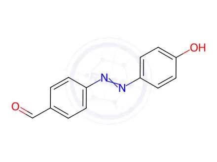 Chemical structure of Benzaldehyde, 4-[2-(4-hydroxyphenyl)diazenyl]-