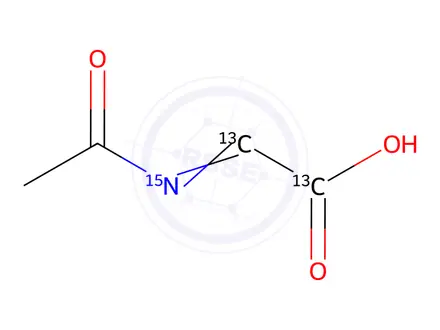 Chemical structure of N-Acetylglycine-13C2,15N