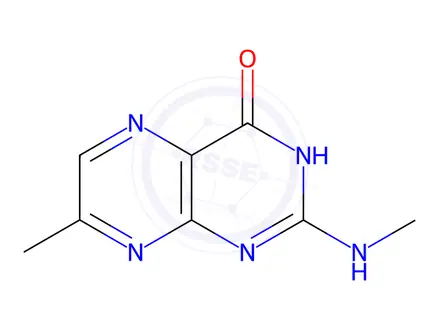 Chemical structure of 4(1H)-Pteridinone,7-methyl-2-(methylamino)-(9CI)