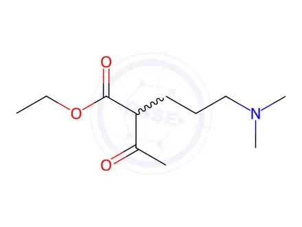 Chemical structure of Pentanoic acid, 2-acetyl-5-(dimethylamino)-, ethyl ester