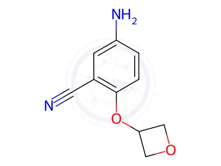 Chemical structure of Benzonitrile, 5-amino-2-(3-oxetanyloxy)-