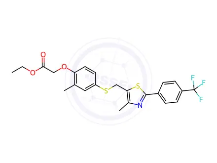 Chemical structure of 2-[2-Methyl-4-[[[4-methyl-2-[4-(trifluoromethyl)phenyl]-5-thiazolyl]methyl]thio]phenoxy]acetic acid ethyl ester