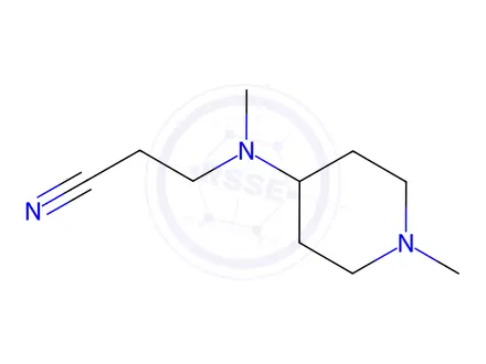 Chemical structure of 3-[Methyl-(1-methyl-piperidin-4-yl)-amino]-propionitrile