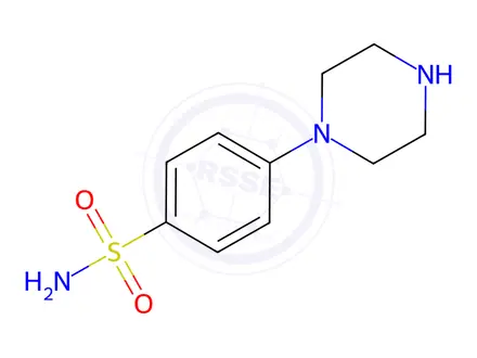 Chemical structure of 4-(Piperazin-1-yl)benzene-1-sulfonamide dihydrochloride