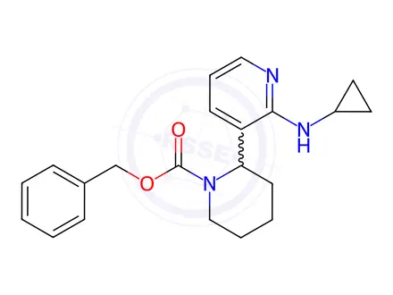 Chemical structure of Benzyl 2-(2-(cyclopropylamino)pyridin-3-yl)piperidine-1-carboxylate