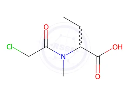 Chemical structure of Butanoic acid, 2-[(chloroacetyl)methylamino]-(9CI)