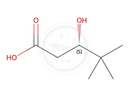 Chemical structure of Pentanoic acid, 3-hydroxy-4,4-dimethyl-, (3S)-