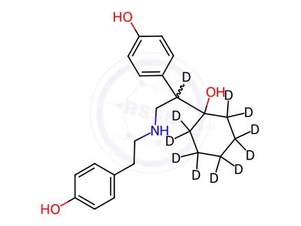 Chemical structure of rac N,N-Didesmethyl-N-(4-hydroxyphenethyl)-O-desmethyl Venlafaxine-d11