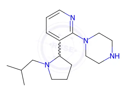 Chemical structure of 1-(3-(1-Isobutylpyrrolidin-2-yl)pyridin-2-yl)piperazine