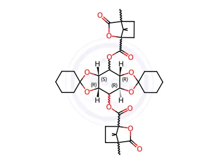 Chemical structure of 1,2:4,5-di-O-Cyclohexylidene-D-myo-Inositol 3,6-Bis(4,7,7-trimethyl-3-oxo-2-oxabicyclo[2.2.1]heptane-1-carboxylate)