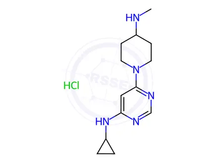 Chemical structure of Cyclopropyl-[6-(4-MethylaMino-piperidin-1-yl)-pyriMidin-4-yl]-aMine hydrochloride