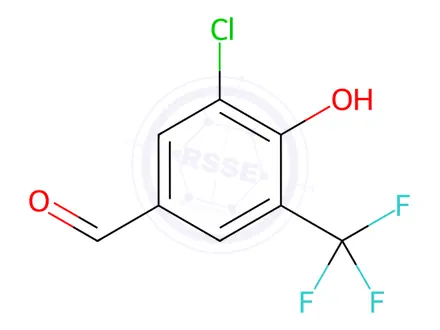 Chemical structure of Benzaldehyde, 3-chloro-4-hydroxy-5-(trifluoromethyl)-