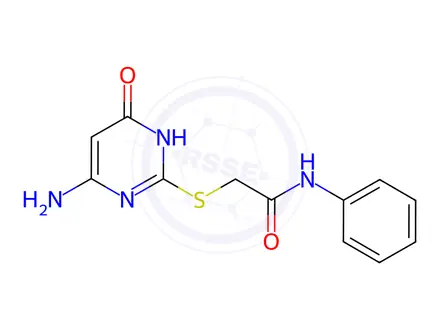 Chemical structure of 2-((4-amino-6-hydroxypyrimidin-2-yl)thio)-N-phenylacetamide