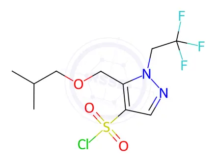 Chemical structure of 5-(isobutoxymethyl)-1-(2,2,2-trifluoroethyl)-1H-pyrazole-4-sulfonyl chloride