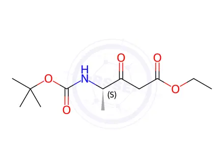 Chemical structure of Pentanoic acid, 4-[[(1,1-dimethylethoxy)carbonyl]amino]-3-oxo-, ethyl ester, (4S)-