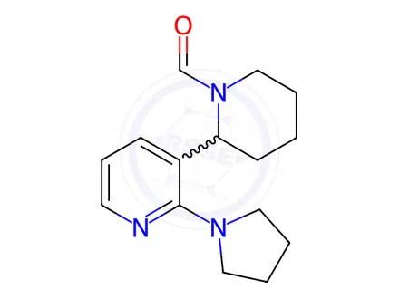 Chemical structure of 2-(2-(Pyrrolidin-1-yl)pyridin-3-yl)piperidine-1-carbaldehyde