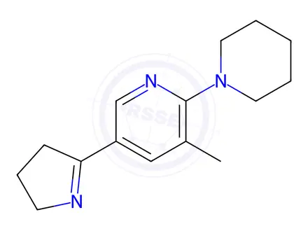 Chemical structure of 5-(3,4-Dihydro-2H-pyrrol-5-yl)-3-methyl-2-(piperidin-1-yl)pyridine