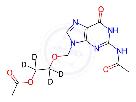 Chemical structure of Acyclovir-d4 N,O-Diacetate
