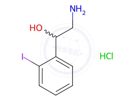 Chemical structure of 2-Amino-1-(2-iodophenyl)ethan-1-ol--hydrogen chloride (1/1)