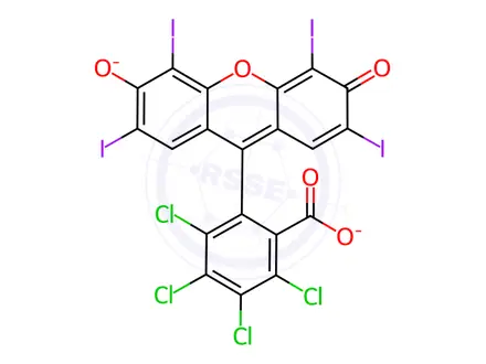 Chemical structure of Rose Bengal