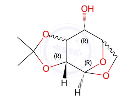 Chemical structure of 2,3-isopropylidene-D-mannosan