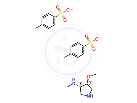 Chemical structure of (3S,4S)-4-Methoxy-N-methylpyrrolidin-3-amine bis(4-methylbenzenesulfonate)