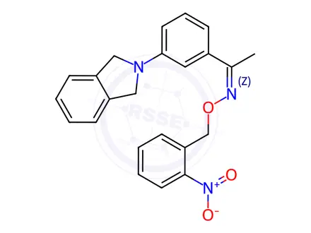 Chemical structure of (Z)-1-(3-(isoindolin-2-yl)phenyl)ethan-1-one O-(2-nitrobenzyl) oxime