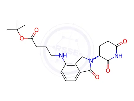 Chemical structure of Butanoic acid, 4-[[2-(2,6-dioxo-3-piperidinyl)-2,3-dihydro-1-oxo-1H-isoindol-4-yl]amino]-, 1,1-dimethylethyl ester