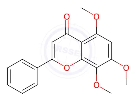 Chemical structure of 5,7,8-trimethoxy-2-phenyl-chromen-4-one