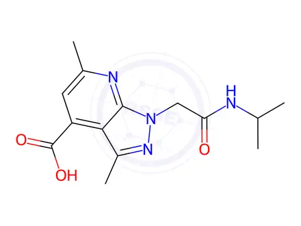 Chemical structure of 3,6-Dimethyl-1-{[(propan-2-yl)carbamoyl]methyl}-1h-pyrazolo[3,4-b]pyridine-4-carboxylic acid