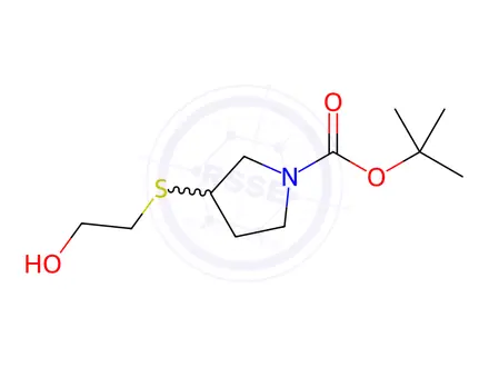 Chemical structure of tert-Butyl 3-((2-hydroxyethyl)thio)pyrrolidine-1-carboxylate