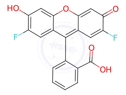 Chemical structure of 2-(2,7-Difluoro-6-hydroxy-3-oxo-3H-xanthen-9-yl)benzoic Acid