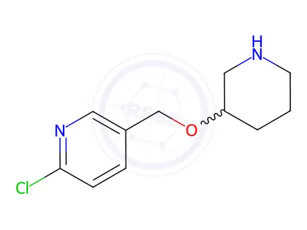 Chemical structure of 2-Chloro-5-(piperidin-3-yloxyMethyl)-pyridine dihydrochloride, 98+% C11H17Cl3N2O, MW: 299.62