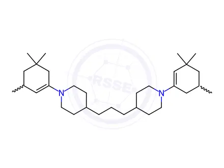 Chemical structure of 1-(3,3,5-Trimethylcyclohex-1-en-1-yl)-4-(3-(1-(3,5,5-trimethylcyclohex-1-en-1-yl)piperidin-4-yl)propyl)piperidine