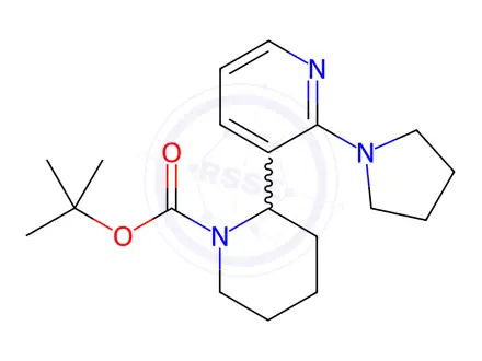 Chemical structure of tert-Butyl 2-(2-(pyrrolidin-1-yl)pyridin-3-yl)piperidine-1-carboxylate