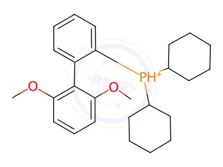Chemical structure of Bis(trifluoroMethanesulfonyl)iMide(2-dicyclohexylphosphino-2',6'-diMethoxy-1,1'-biphenyl)gold(I), 98%